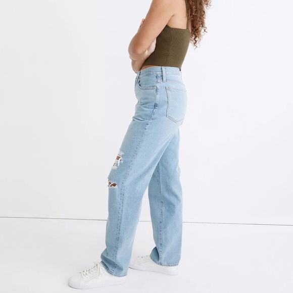 Madewell The Baggy Straight Jeans In Earlhurst Wash Ripped Edition - Picture 3 of 7